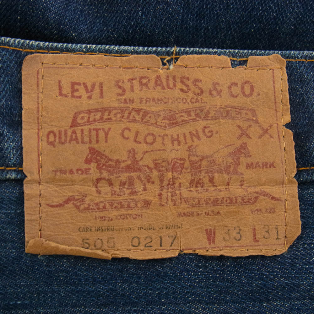 Levi's リーバイス ヴィンテージ オリジナル 60s 70s 505 Big E 刻印5 平行ステッチ 42TALON バックポケット裏シングル デニム パンツ インディゴブルー系 W33【中古】