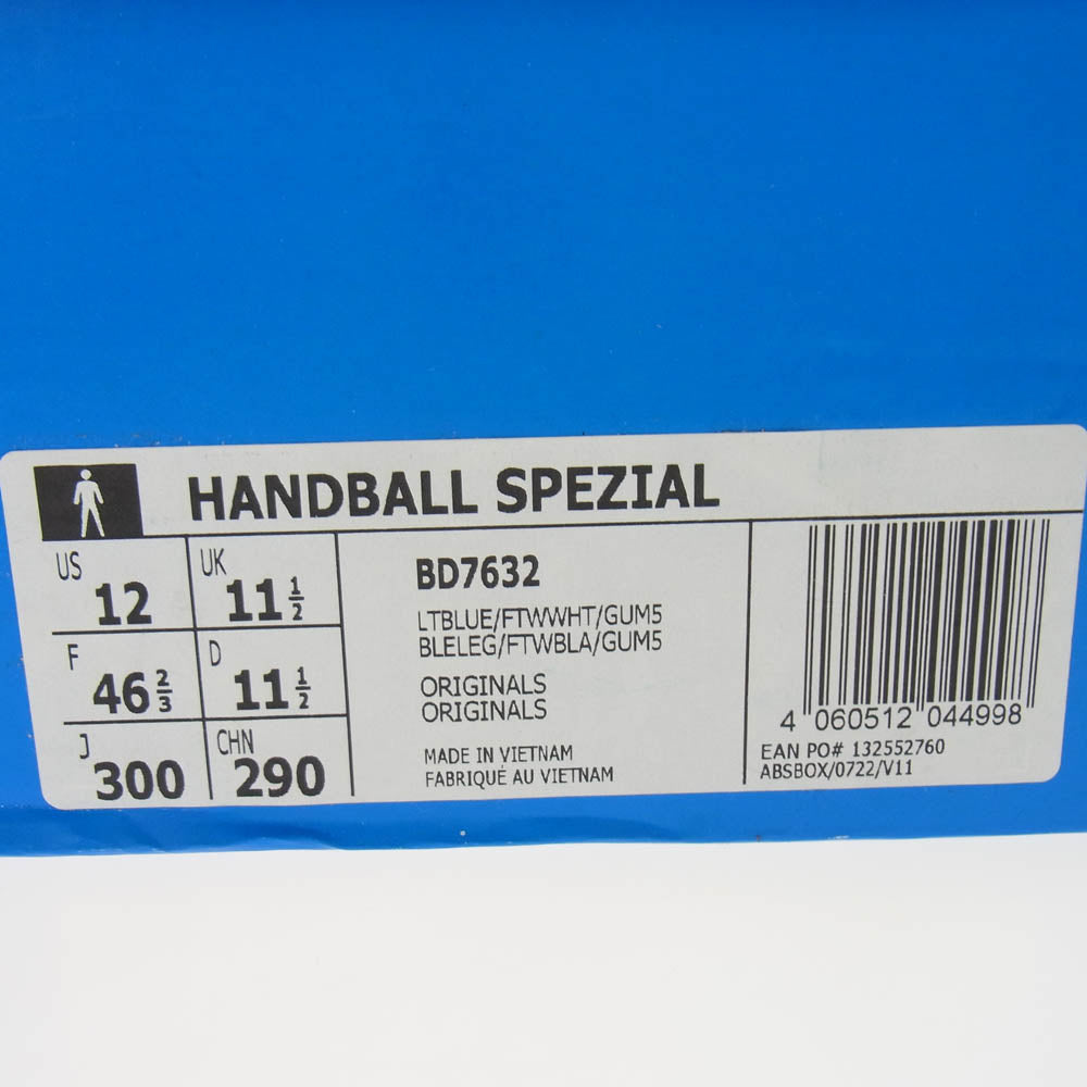 adidas アディダス BD7632 Handball Spezial ハンドボール スペツィアル ローカット スニーカー ライトブルー系 30cm【新古品】【未使用】【中古】