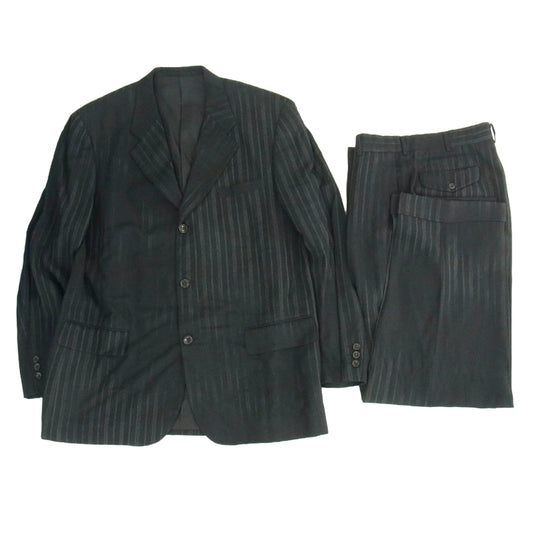 COMME des GARCONS HOMME コムデギャルソンオム HJ-04009L HP-04014M 90s ヴィンテージ AD1998 かすれストライプ テーラード ジャケット スラックス スーツ セットアップ ブラック系 L【中古】