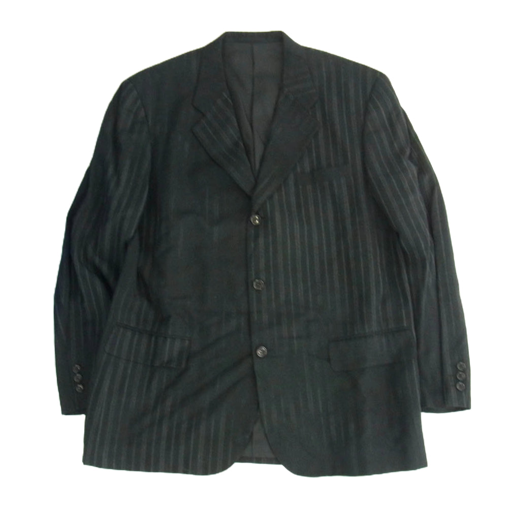 COMME des GARCONS HOMME コムデギャルソンオム HJ-04009L HP-04014M 90s ヴィンテージ AD1998 かすれストライプ テーラード ジャケット スラックス スーツ セットアップ ブラック系 L【中古】
