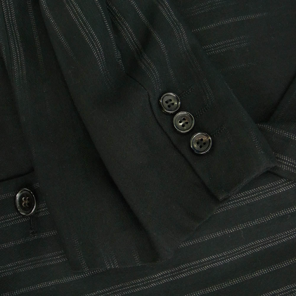 COMME des GARCONS HOMME コムデギャルソンオム HJ-04009L HP-04014M 90s ヴィンテージ AD1998 かすれストライプ テーラード ジャケット スラックス スーツ セットアップ ブラック系 L【中古】