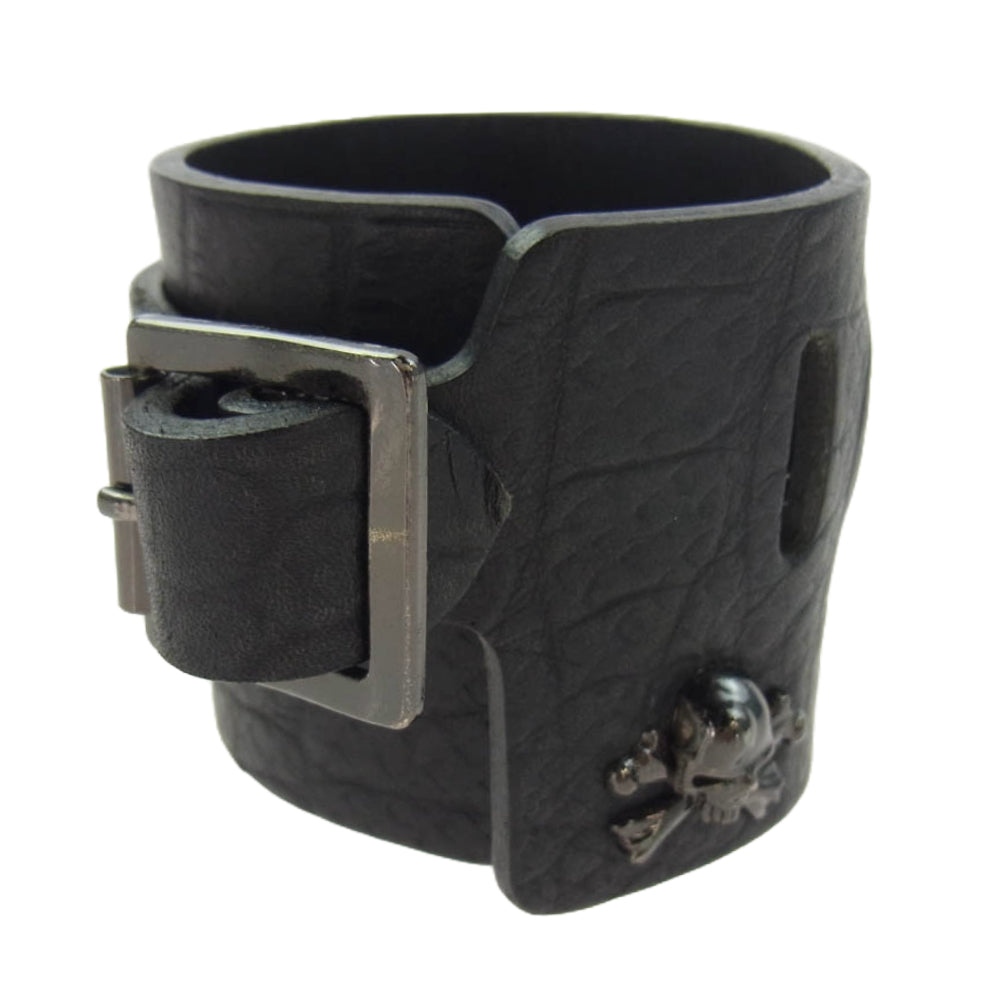 JAM HOME MADE ジャムホームメイド クロスボーンスカル レザー ブレスレット ブラック系【中古】