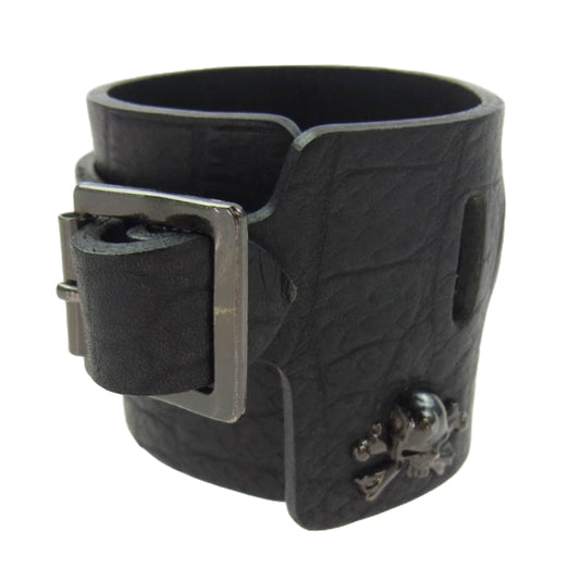 JAM HOME MADE ジャムホームメイド クロスボーンスカル レザー ブレスレット ブラック系【中古】
