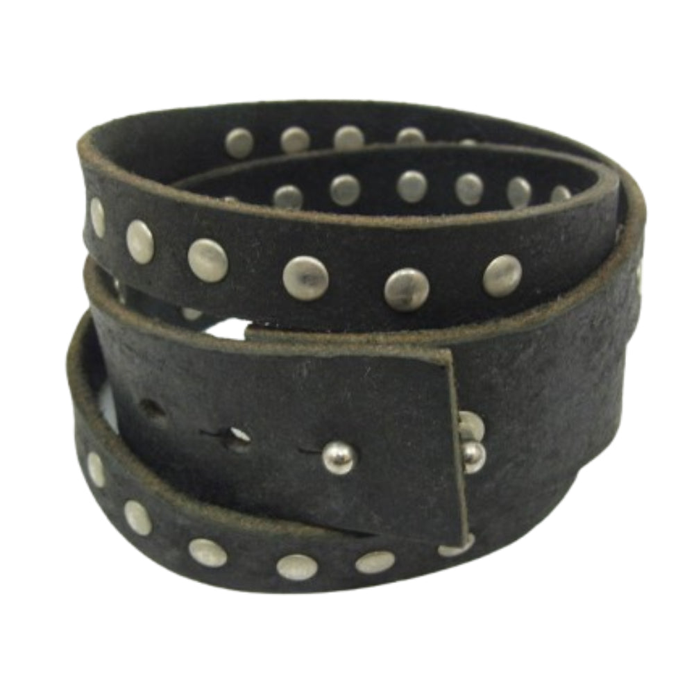 PATRICK STEPHAN パトリックステファン スタッズ 二重 レザー ブレスレット ブラック系【中古】
