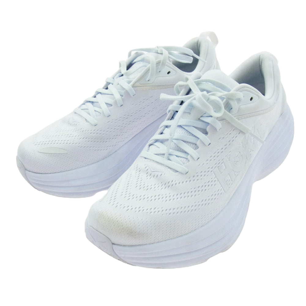 HOKA ONE ONE ホカ オネオネ 1123202 BONDI8 ボンダイ ローカット スニーカー ランニング シューズ ホワイト系 27.5cm【中古】
