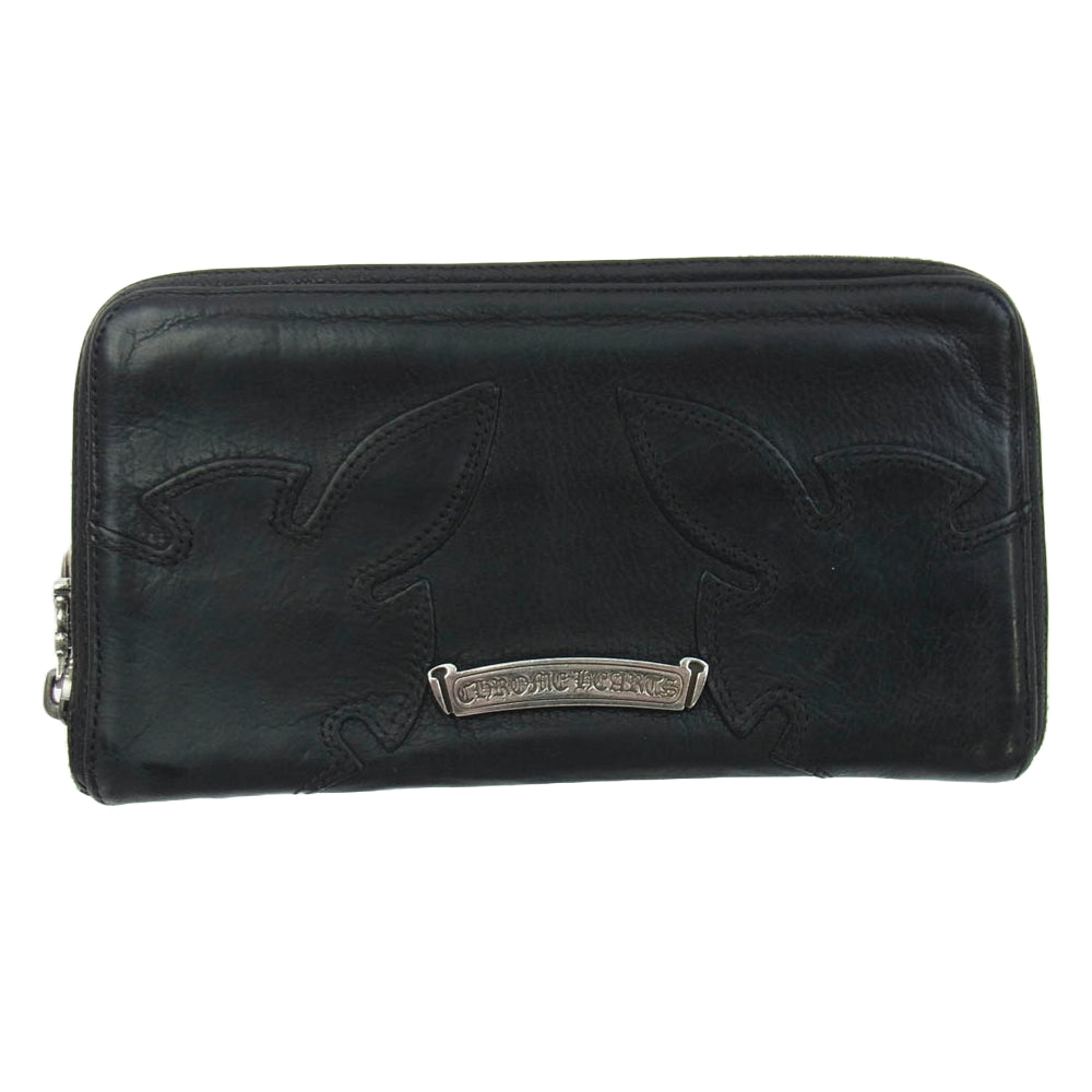 CHROME HEARTS クロムハーツ（原本無） REC F ZIP ダブル フレアニー ラウンドジップ レザー ロングウォレット 長財布 ブラック系【中古】