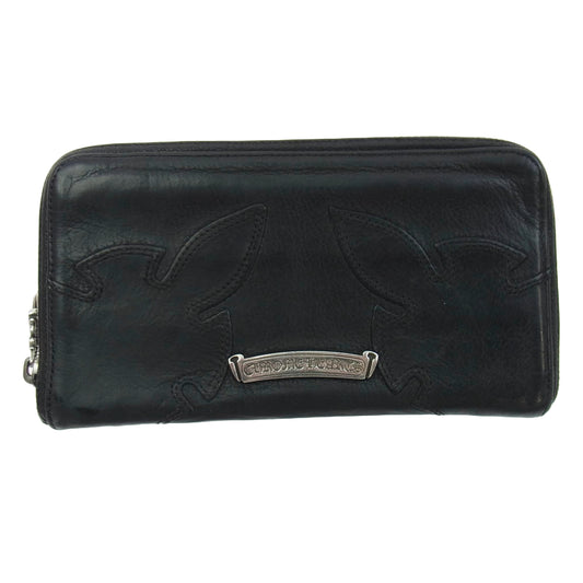 CHROME HEARTS クロムハーツ（原本無） REC F ZIP ダブル フレアニー ラウンドジップ レザー ロングウォレット 長財布 ブラック系【中古】