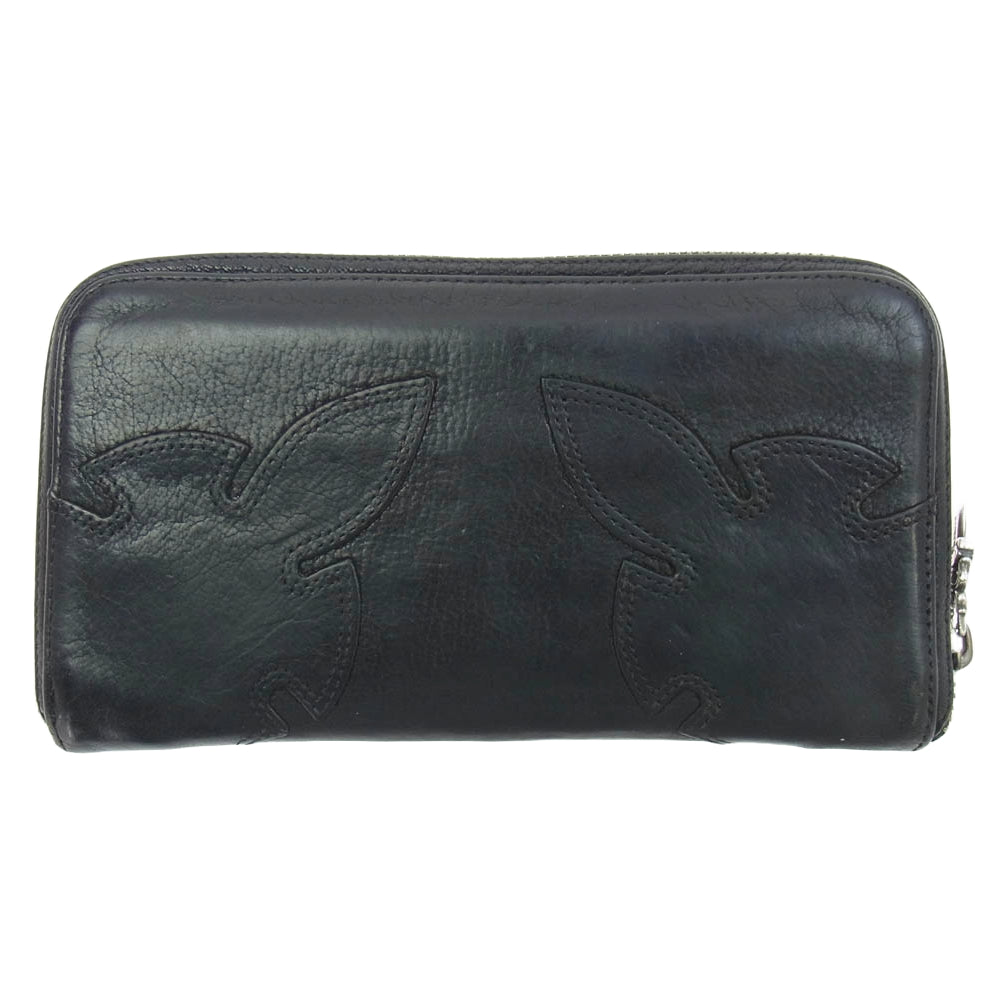 CHROME HEARTS クロムハーツ（原本無） REC F ZIP ダブル フレアニー ラウンドジップ レザー ロングウォレット 長財布 ブラック系【中古】