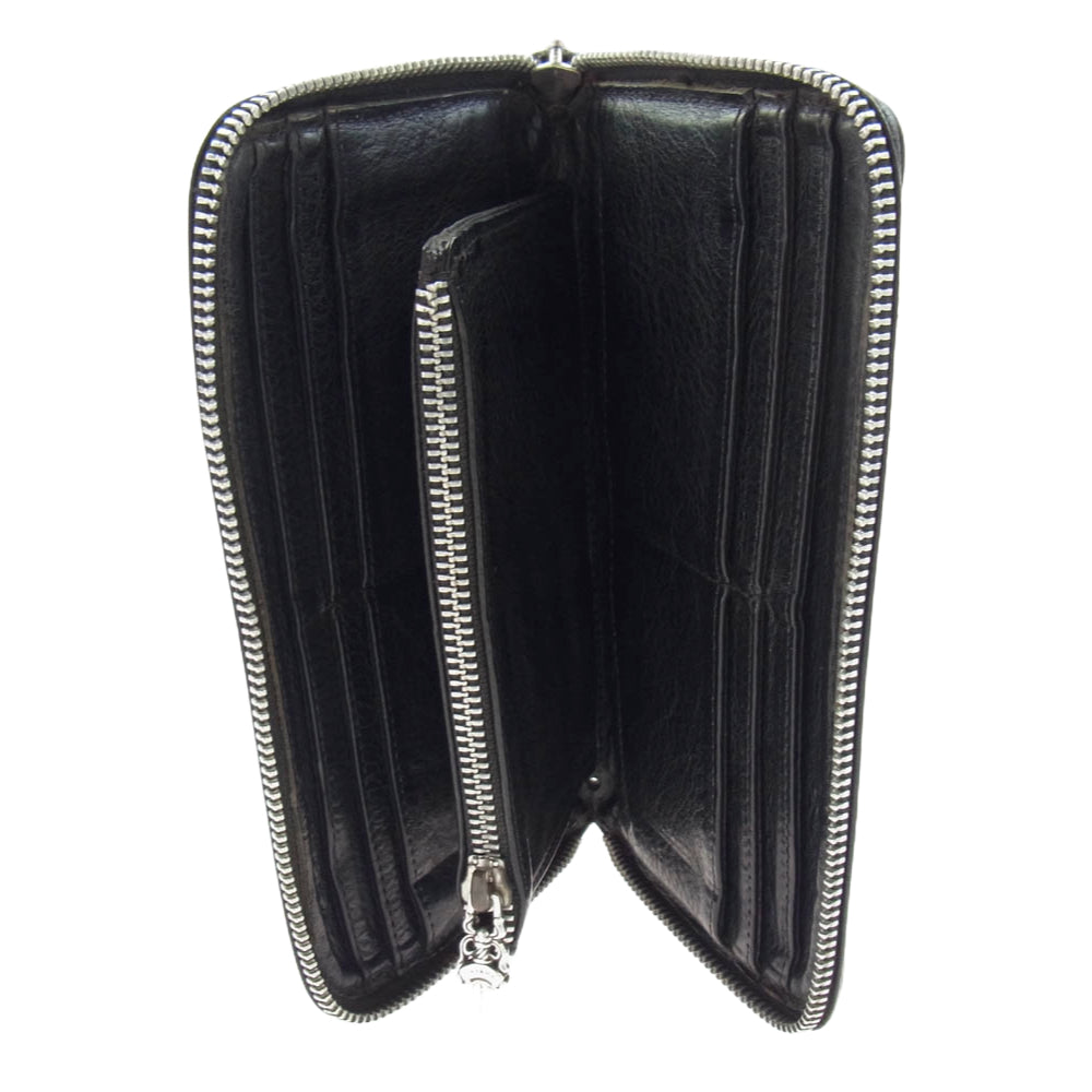 CHROME HEARTS クロムハーツ（原本無） REC F ZIP ダブル フレアニー ラウンドジップ レザー ロングウォレット 長財布 ブラック系【中古】