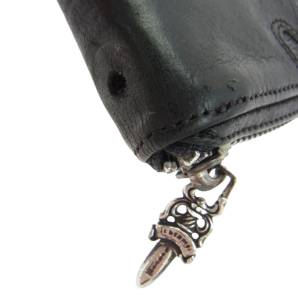 CHROME HEARTS クロムハーツ（原本無） REC F ZIP ダブル フレアニー ラウンドジップ レザー ロングウォレット 長財布 ブラック系【中古】