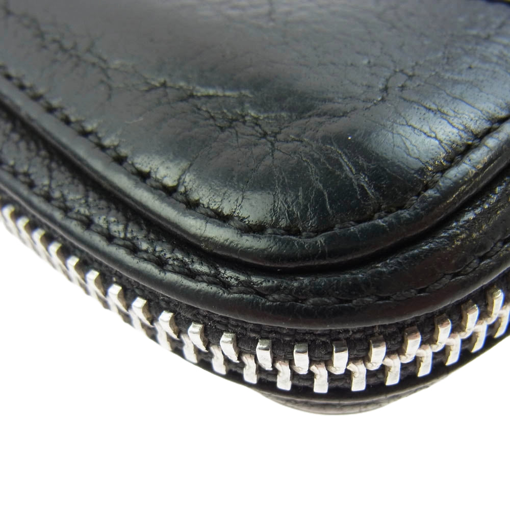 CHROME HEARTS クロムハーツ（原本無） REC F ZIP ダブル フレアニー ラウンドジップ レザー ロングウォレット 長財布 ブラック系【中古】