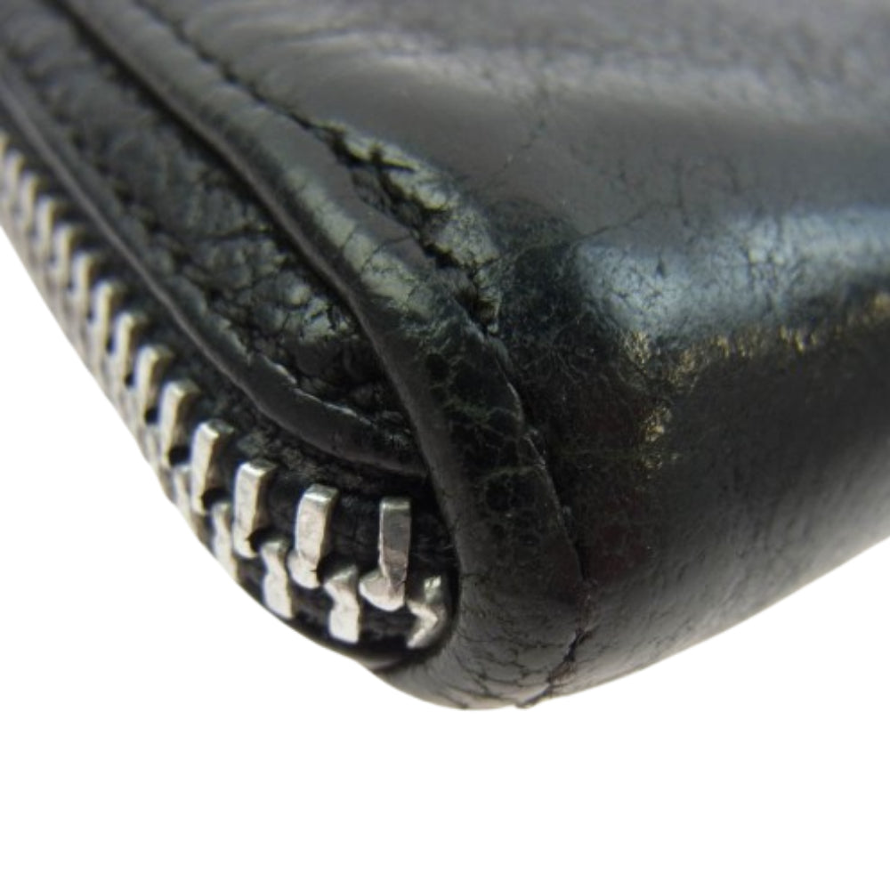 CHROME HEARTS クロムハーツ（原本無） REC F ZIP ダブル フレアニー ラウンドジップ レザー ロングウォレット 長財布 ブラック系【中古】