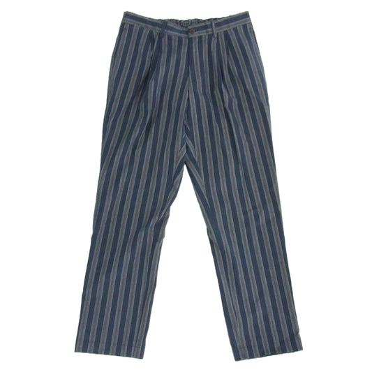 デヴォレ・インチピット イタリア製 ストライプ イージー パンツ ネイビー系 グレー系 48【中古】