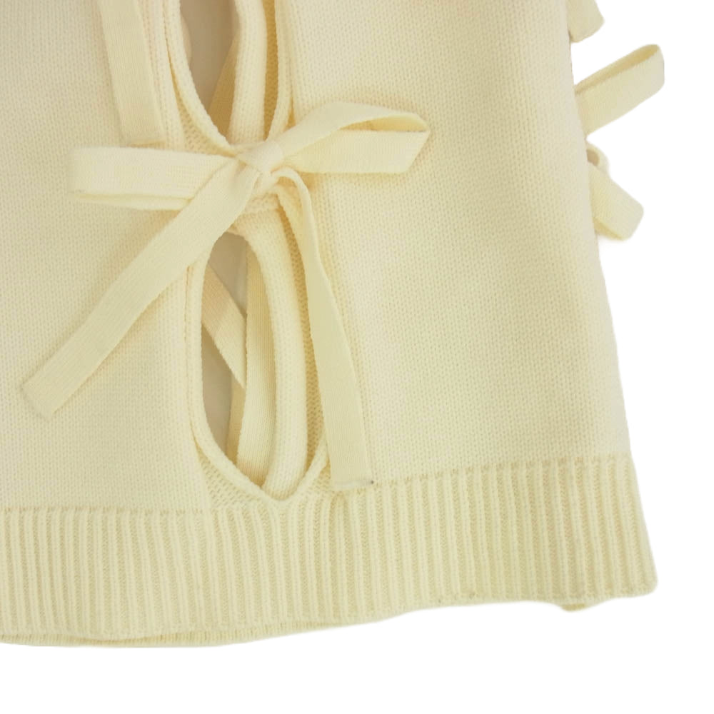 メゾンスペシャル リボン ホール ニット ミニ スカート オフホワイト系 FREE【美品】【中古】