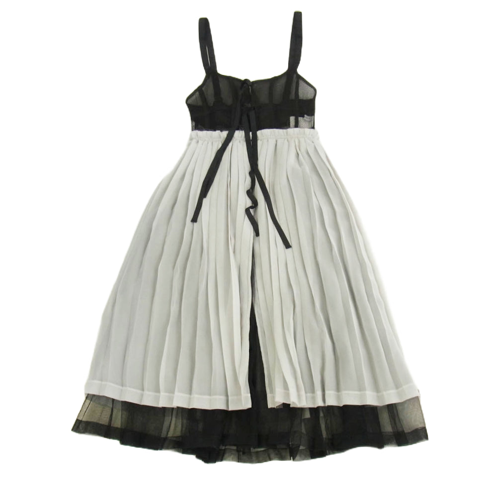 メゾンスペシャル 21232266101 RIBBON PLEATS DRESS リボン プリーツ メッシュ ドレス キャミソール ワンピース ブラック系 グレー系 FREE【中古】