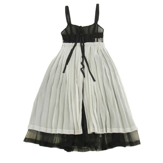 メゾンスペシャル 21232266101 RIBBON PLEATS DRESS リボン プリーツ メッシュ ドレス キャミソール ワンピース ブラック系 グレー系 FREE【中古】