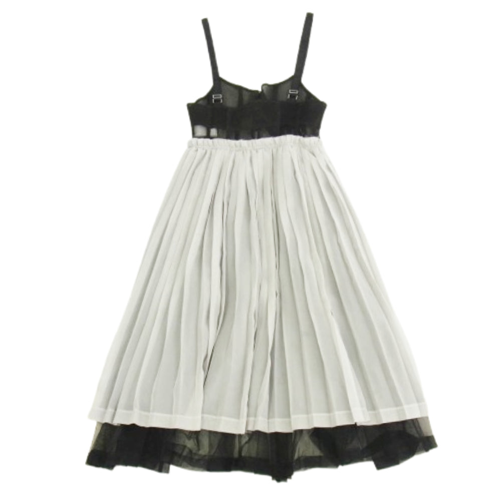メゾンスペシャル 21232266101 RIBBON PLEATS DRESS リボン プリーツ メッシュ ドレス キャミソール ワンピース ブラック系 グレー系 FREE【中古】