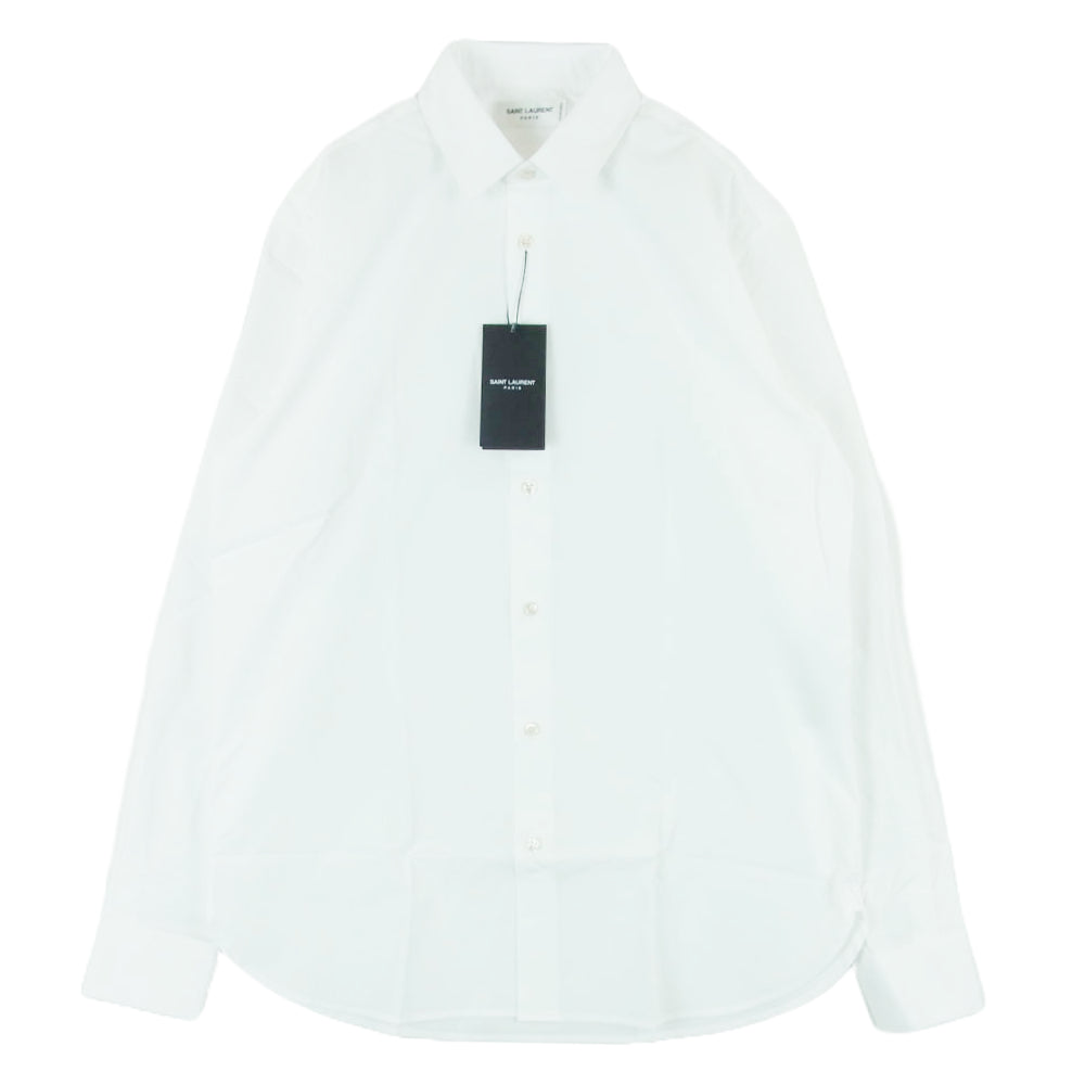 SAINT LAURENT サンローラン 638427 Y217W ユニフォーム プレーン 長袖 シャツ ホワイト系 38【新古品】【未使用】【中古】
