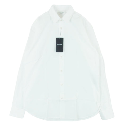 SAINT LAURENT サンローラン 638427 Y217W ユニフォーム プレーン 長袖 シャツ ホワイト系 38【新古品】【未使用】【中古】