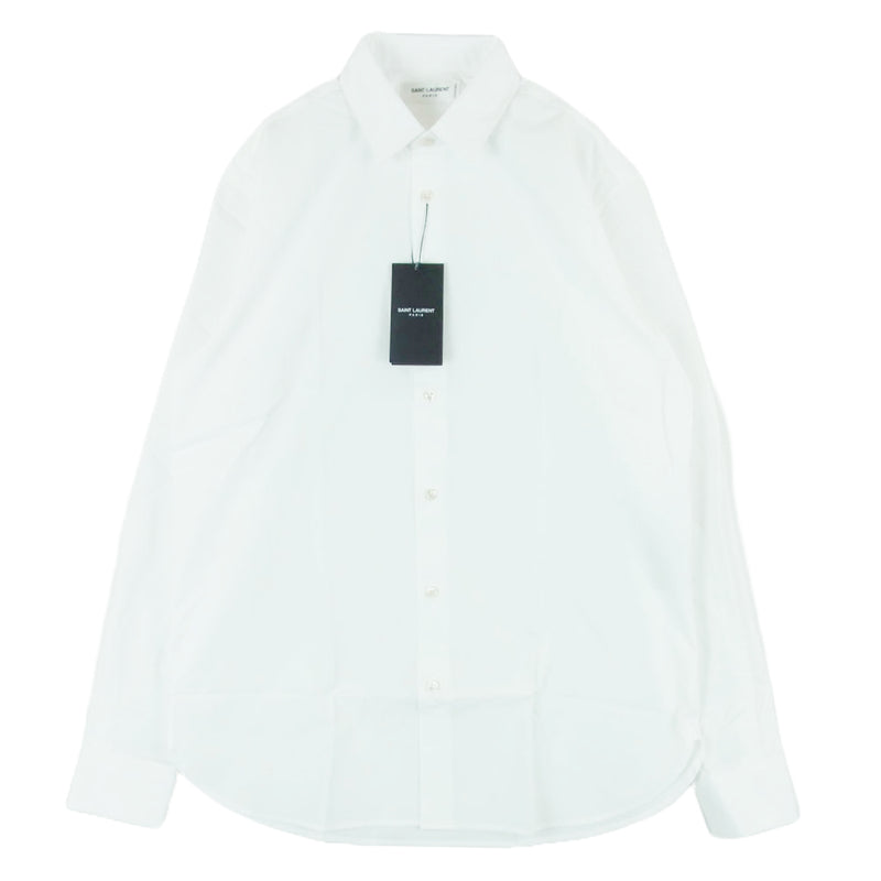 SAINT LAURENT サンローラン 638427 Y217W ユニフォーム プレーン 長袖 シャツ ホワイト系 38【新古品】【未使用】【中古】