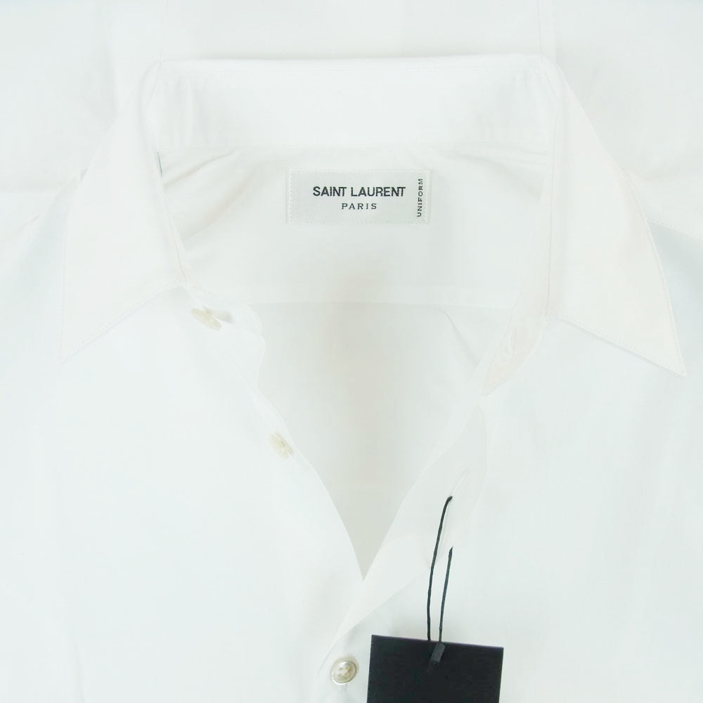 SAINT LAURENT サンローラン 638427 Y217W ユニフォーム プレーン 長袖 シャツ ホワイト系 38【新古品】【未使用】【中古】