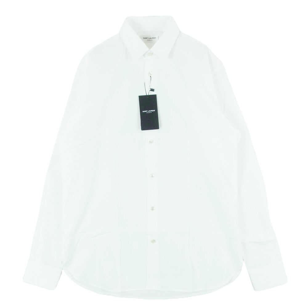 SAINT LAURENT サンローラン 638427 Y217W ユニフォーム プレーン 長袖 シャツ ホワイト系 38【新古品】【未使用】【中古】