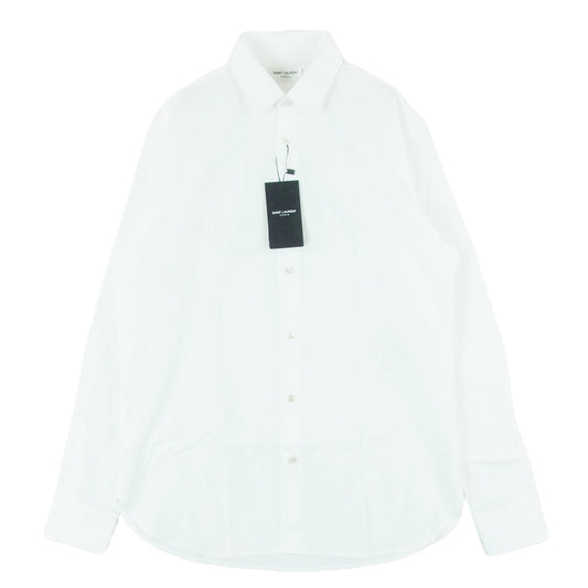 SAINT LAURENT サンローラン 638427 Y217W ユニフォーム プレーン 長袖 シャツ ホワイト系 38【新古品】【未使用】【中古】