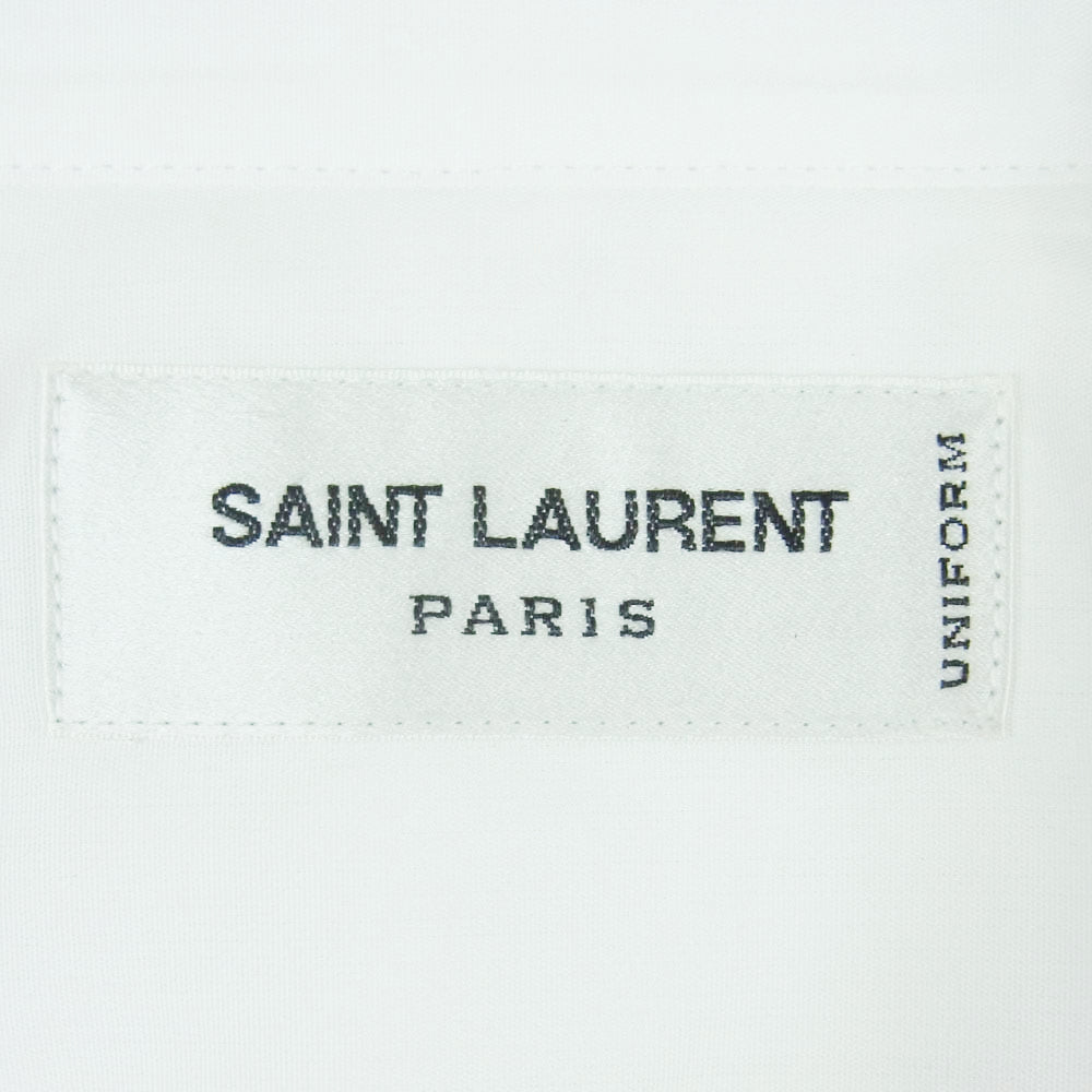 SAINT LAURENT サンローラン 638427 Y217W ユニフォーム プレーン 長袖 シャツ ホワイト系 38【新古品】【未使用】【中古】