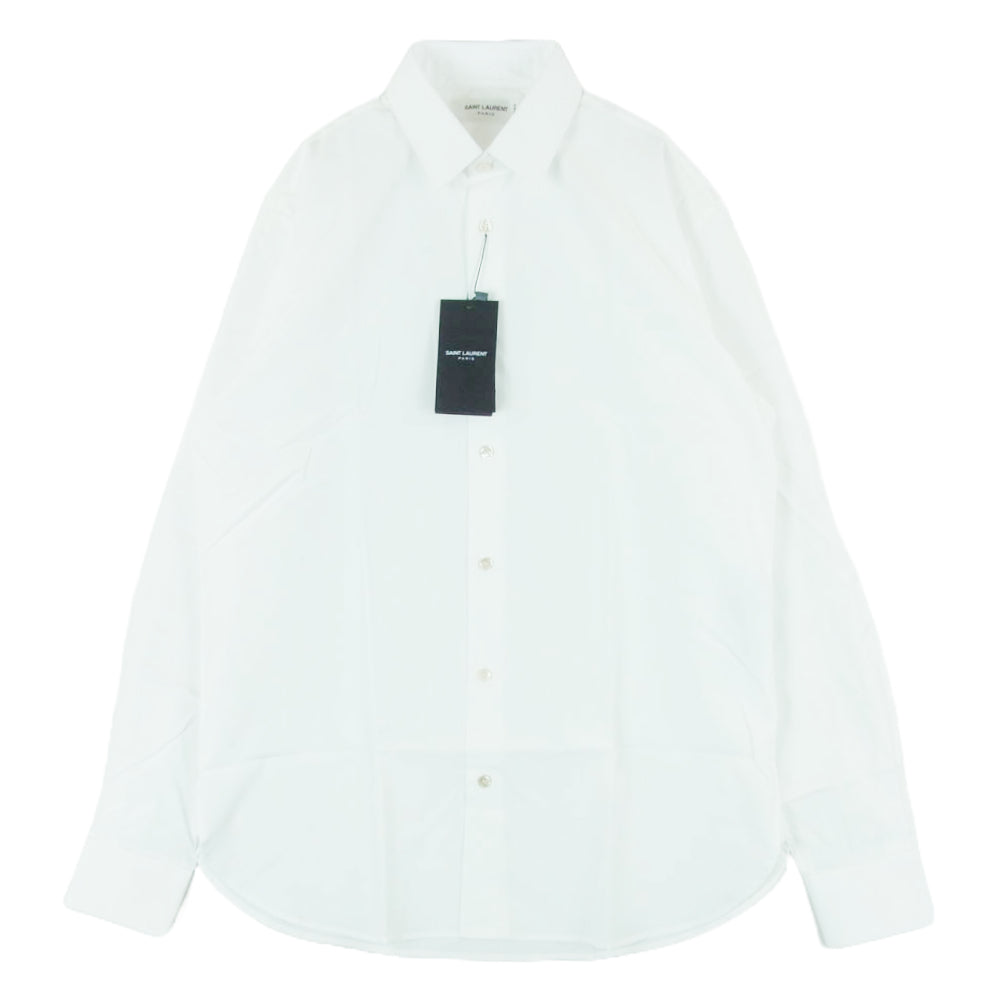 SAINT LAURENT サンローラン 638427 Y217W ユニフォーム プレーン 長袖 シャツ ホワイト系 38【新古品】【未使用】【中古】
