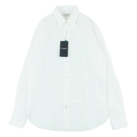 SAINT LAURENT サンローラン 638427 Y217W ユニフォーム プレーン 長袖 シャツ ホワイト系 38【新古品】【未使用】【中古】
