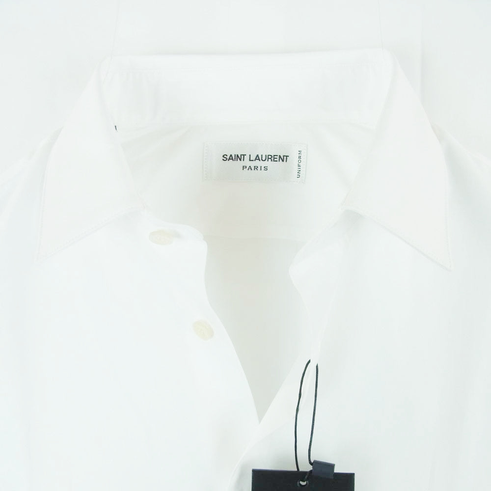 SAINT LAURENT サンローラン 638427 Y217W ユニフォーム プレーン 長袖 シャツ ホワイト系 38【新古品】【未使用】【中古】
