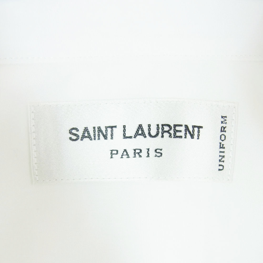 SAINT LAURENT サンローラン 638427 Y217W ユニフォーム プレーン 長袖 シャツ ホワイト系 38【新古品】【未使用】【中古】