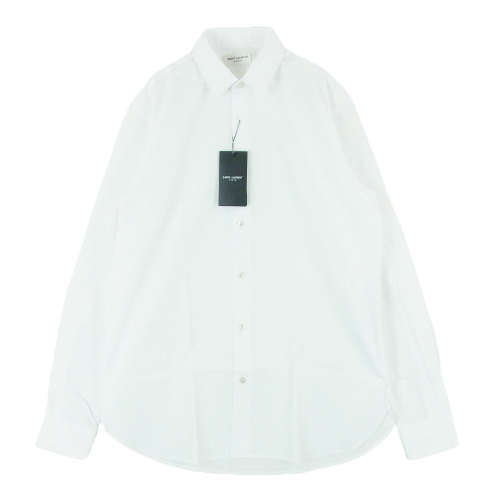 SAINT LAURENT サンローラン 638427 Y217W ユニフォーム プレーン 長袖 シャツ ホワイト系 38【新古品】【未使用】【中古】
