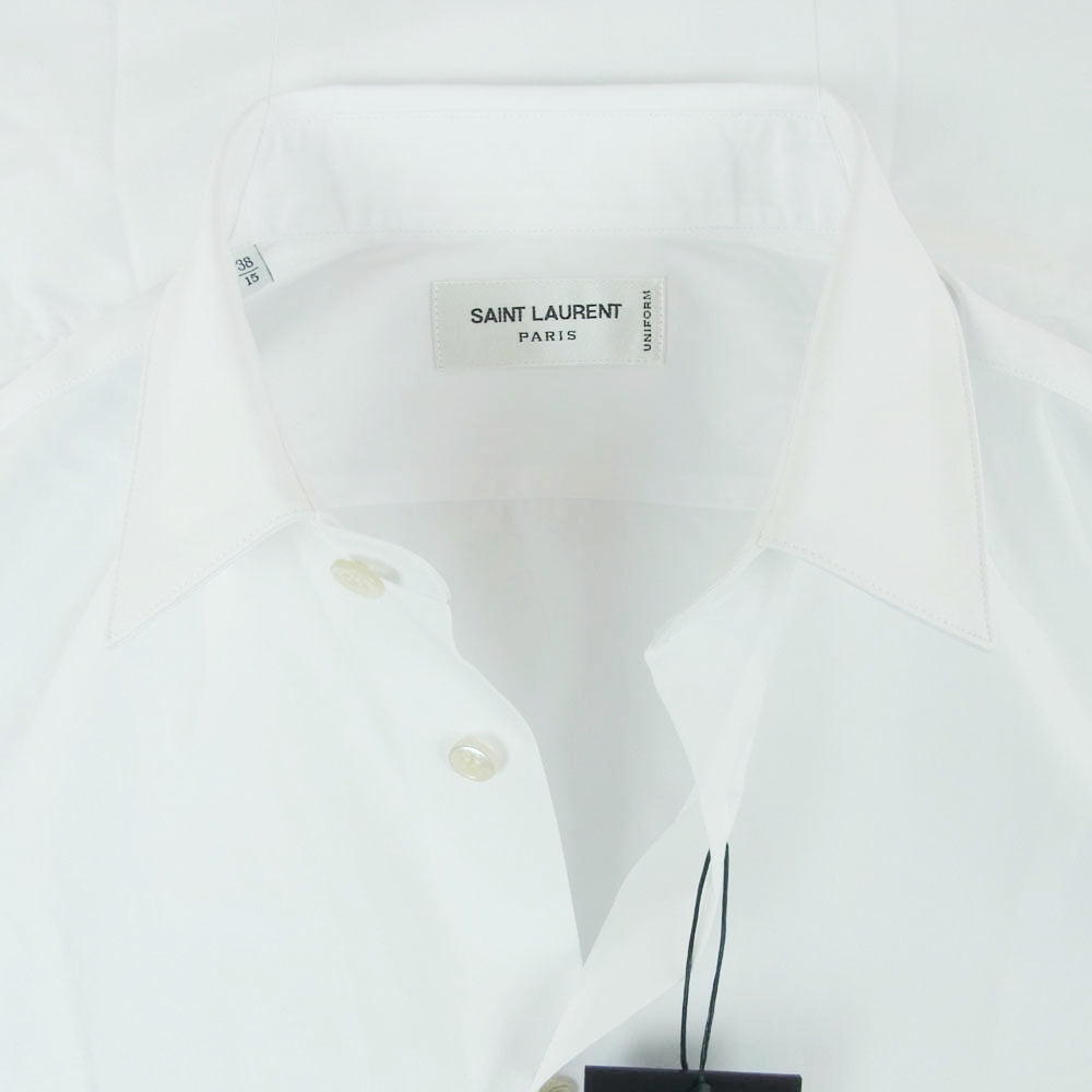 SAINT LAURENT サンローラン 638427 Y217W ユニフォーム プレーン 長袖 シャツ ホワイト系 38【新古品】【未使用】【中古】