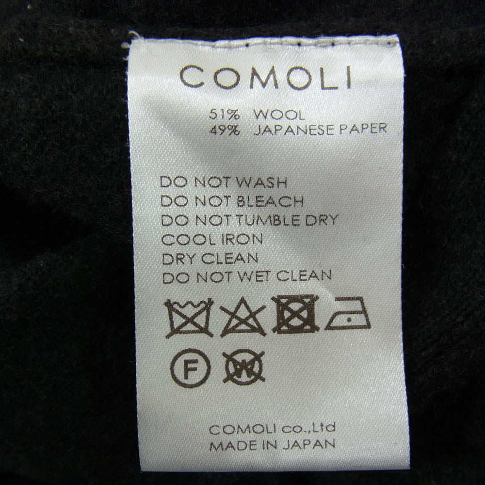 COMOLI コモリ 24SS Z01-06008 ウール 和紙 ニット ブラック系 サイズ表記無【中古】