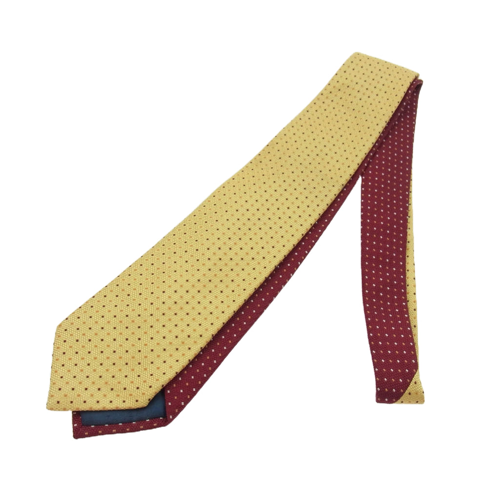 Ermenegildo Zegna エルメネジルドゼニア シルク100％ 2way ツイン ネクタイ イエロー系 ワインレッド系【中古】