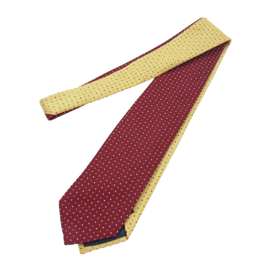 Ermenegildo Zegna エルメネジルドゼニア シルク100％ 2way ツイン ネクタイ イエロー系 ワインレッド系【中古】