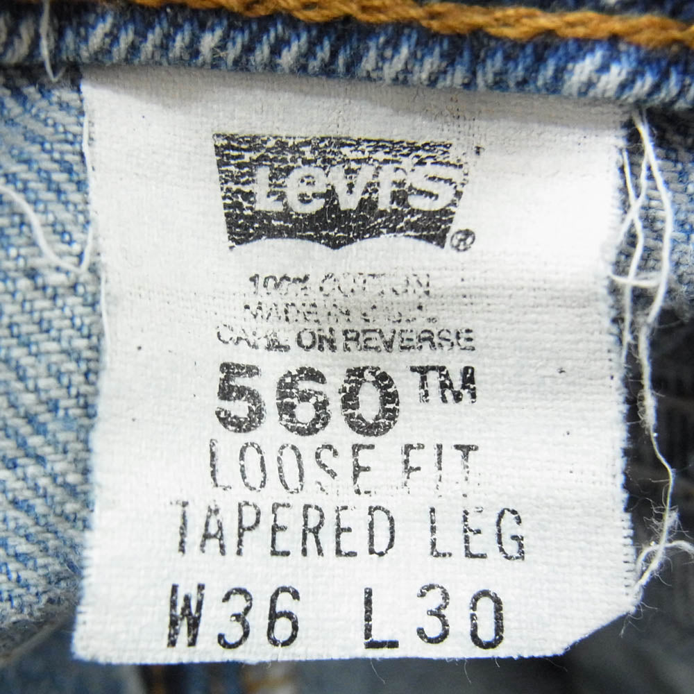 Levi's リーバイス 560 LOOSE FIT TAPERED LEG ルーズフィット テーパード デニム パンツ インディゴブルー系 36【中古】