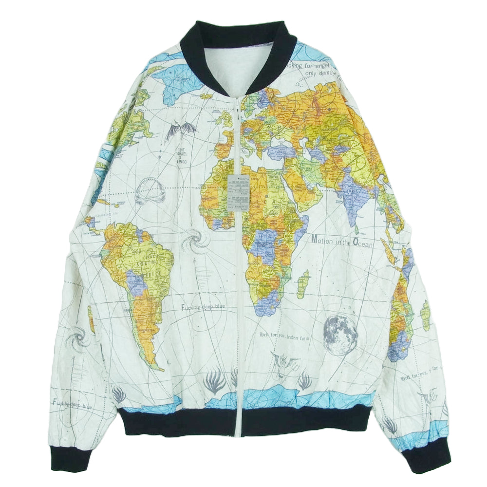 SAINT MICHAEL セントマイケル SM-S23-0000-084 DR.WOO DW BJ PAPER JKT WORLD MAP WHITE ワールド マップ ペーパー ジャケット オフホワイト系 オレンジ系 XL【中古】