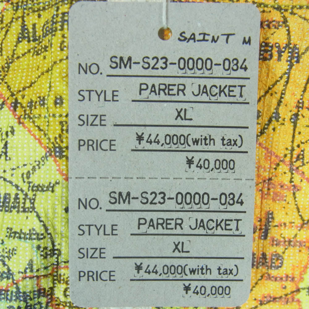 SAINT MICHAEL セントマイケル SM-S23-0000-084 DR.WOO DW BJ PAPER JKT WORLD MAP WHITE ワールド マップ ペーパー ジャケット オフホワイト系 オレンジ系 XL【中古】