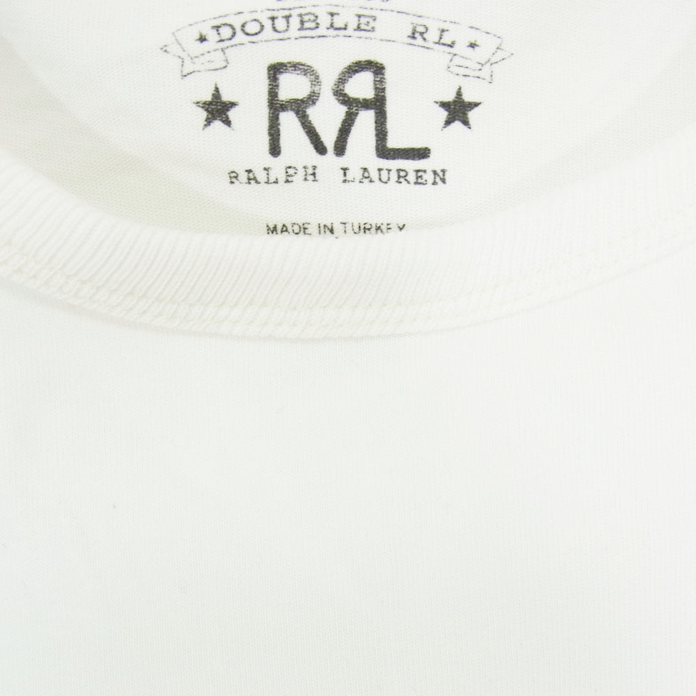 RRL ダブルアールエル 裾 刺繍 半袖 ヘビーウェイト クルーネック 丸首 Tシャツ ホワイト系 XL【中古】