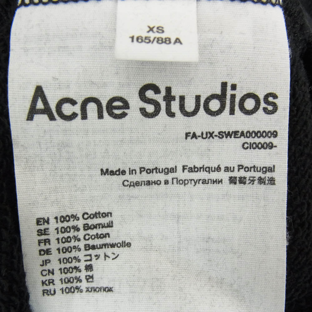 ACNE STUDIOS アクネストゥディオズ FA-UX-SWEA000009 FARRIN FACE プルオーバー スウェット パーカー ブラック系 XS【中古】