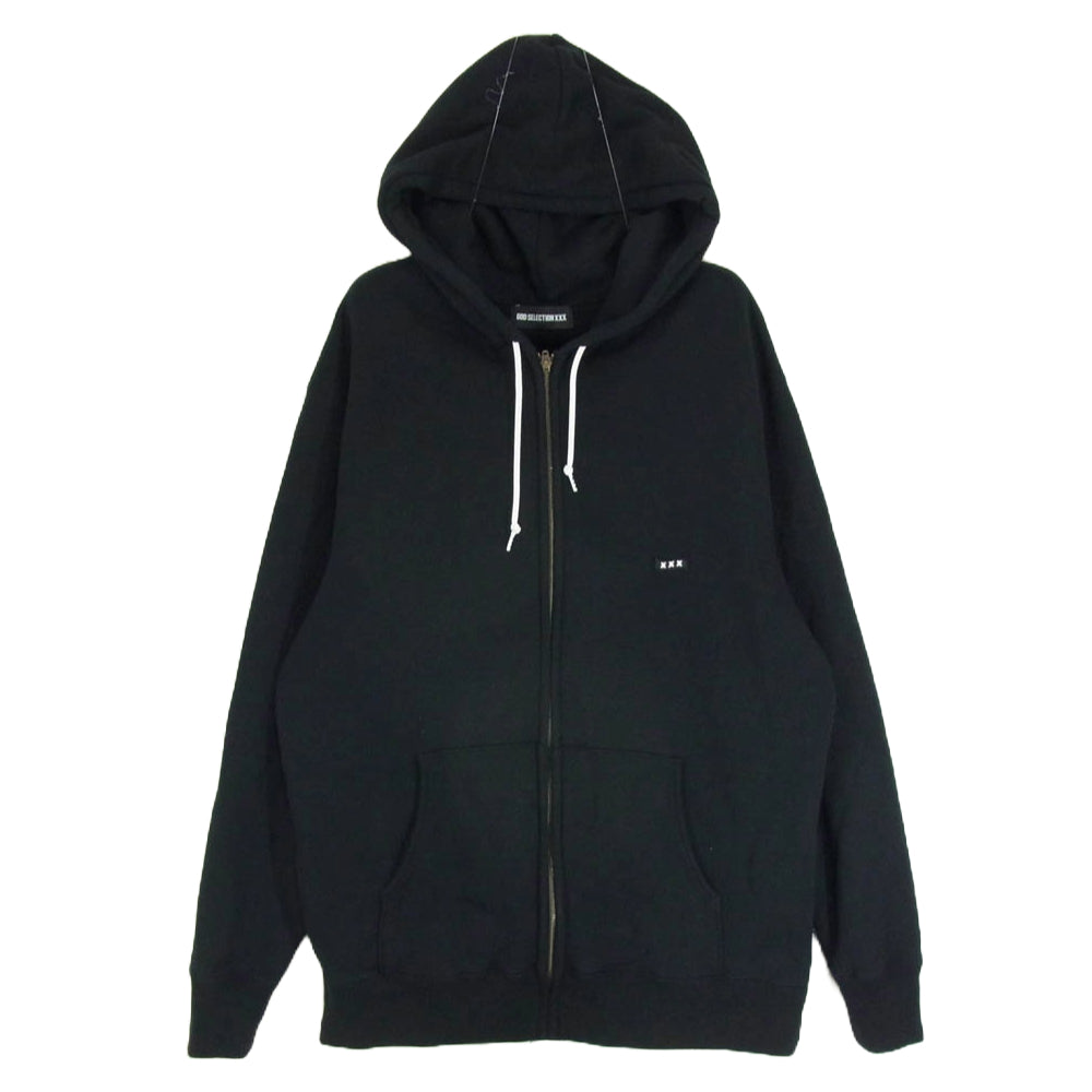 GOD SELECTION XXX ゴッドセレクション スモール XXX ラバー ロゴ ジップアップ スウェット パーカー ブラック系 L【中古】