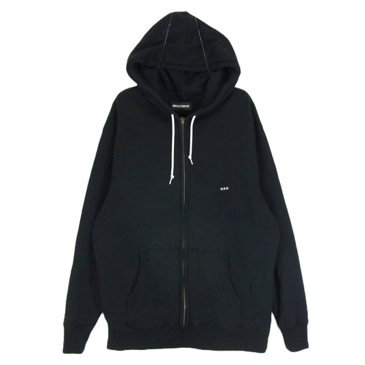 GOD SELECTION XXX ゴッドセレクション スモール XXX ラバー ロゴ ジップアップ スウェット パーカー ブラック系 L【中古】
