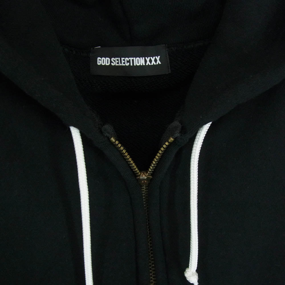 GOD SELECTION XXX ゴッドセレクション スモール XXX ラバー ロゴ ジップアップ スウェット パーカー ブラック系 L【中古】