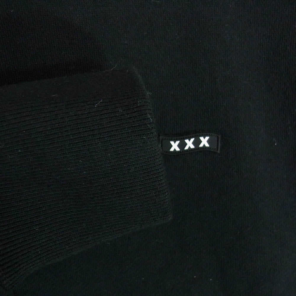 GOD SELECTION XXX ゴッドセレクション スモール XXX ラバー ロゴ ジップアップ スウェット パーカー ブラック系 L【中古】