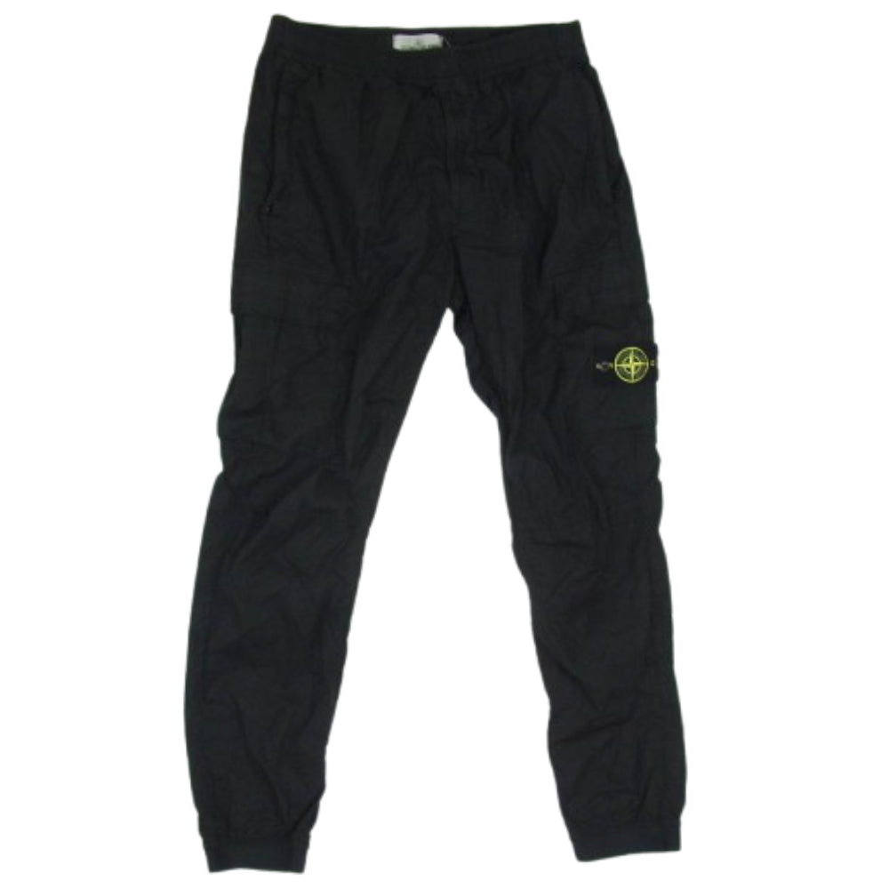 STONE ISLAND ストーンアイランド 22SS 761531303 STRETCH COTTON TELA PARACADUTE GARMENT DYED ガーメントダイ コットン ストレッチ シャーリング テーパード カーゴ パンツ ブラック系 32【中古】