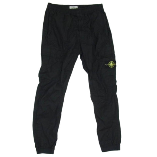 STONE ISLAND ストーンアイランド 22SS 761531303 STRETCH COTTON TELA PARACADUTE GARMENT DYED ガーメントダイ コットン ストレッチ シャーリング テーパード カーゴ パンツ ブラック系 32【中古】