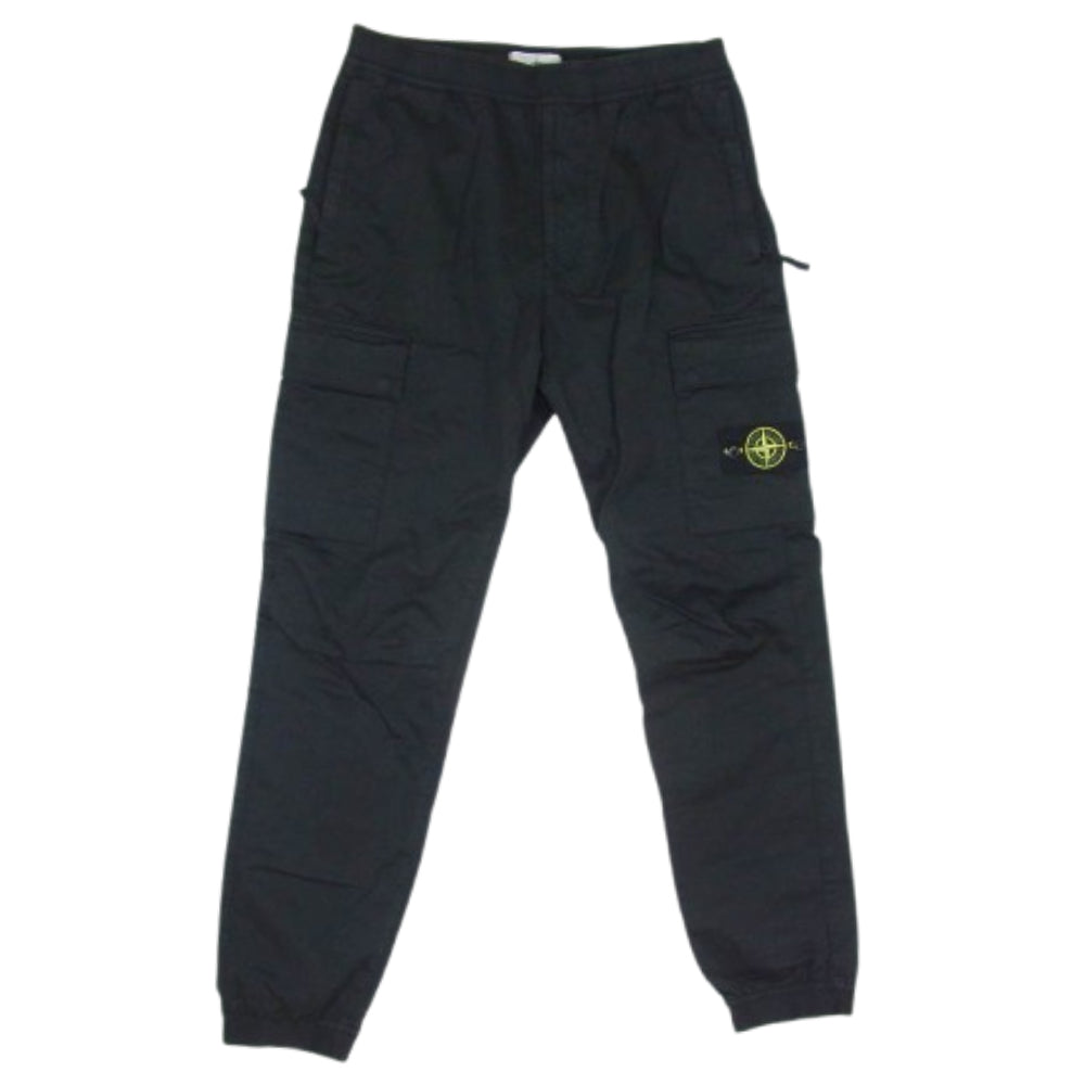 STONE ISLAND ストーンアイランド 22AW 771531314 ガーメントダイコットンウールストレッチサテンシャーリングテーパードリブカーゴパンツ ブラック系 31【中古】