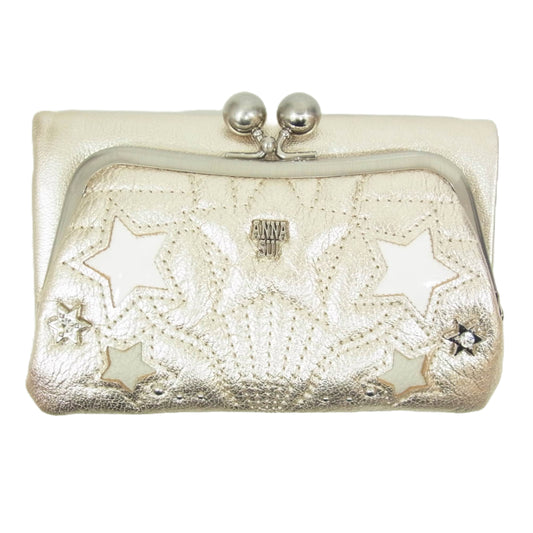ANNA SUI アナスイ #317621 ルシィ 口金 二つ折り 財布 ゴールド系【新古品】【未使用】【中古】